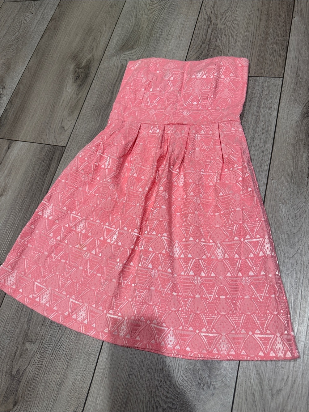Pink Strapless Patterned Dress